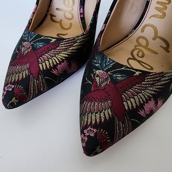 SAM EDELMAN Hazel Floral Bird Print Point Toe Pumps, size 5 - Picture 6 of 10